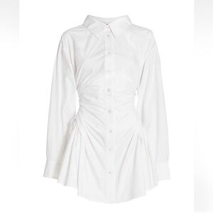 alexander wang White Cinched Shirt Mini Dress (S)